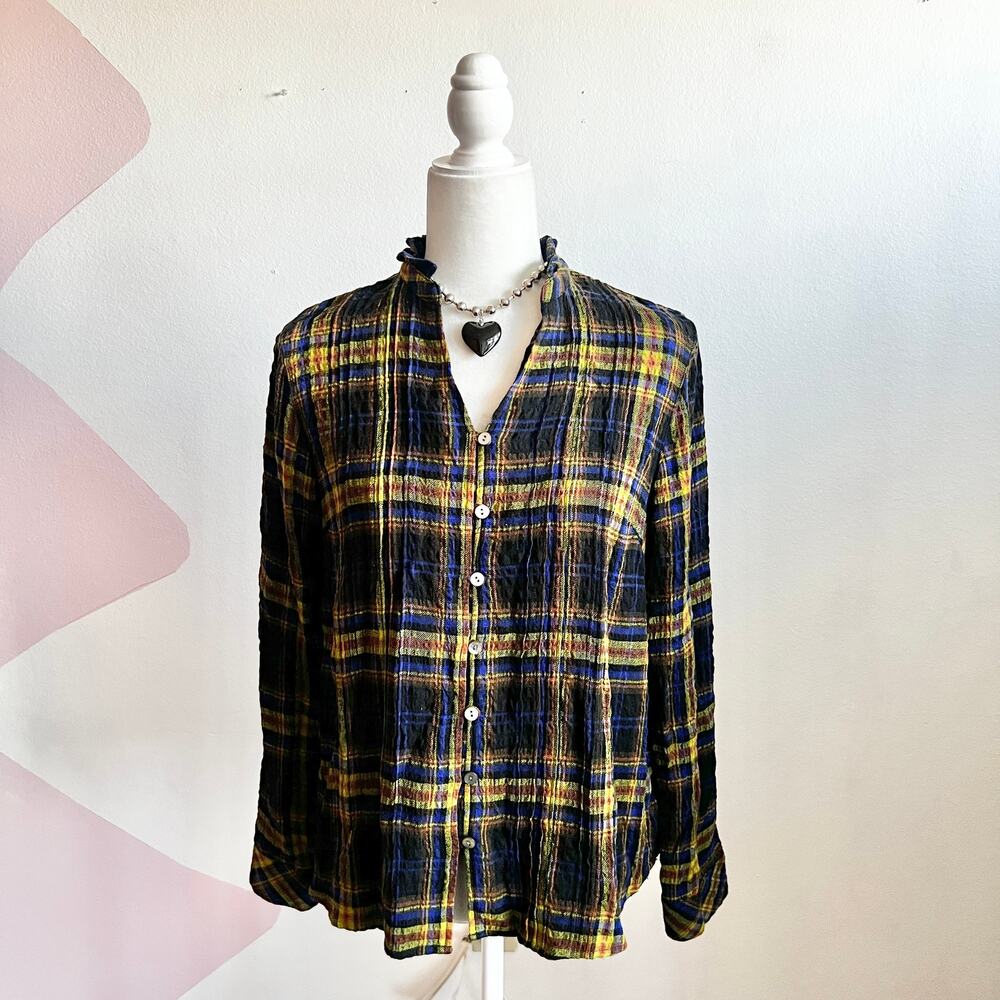 J. Jill Plaid Flannel Top 90s 2000s Cozy Fall Witchy Retro Cottagecore XS